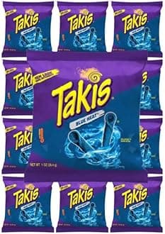 Takis's Blue Heat - 12 Count, 1oz Bags | Taki | Talkies | talkiss | takies Powder | Blue Taks Chips | taquis | Spicy Crunch Snack for Parties, Lunches, or On-the-Go Heat Lovers