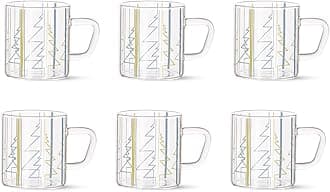Classic Sintra 6 Pcs Tea n Coffee Borosillicate Glass 210 ml Mug Set | Microwave Safe | Scratch Resistance | Lightweight | for Chai, Green Tea, Milk