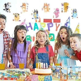 70PCS Party Bag Fillers for Kids, Kids' Party Favours 34 Stickers 12 Paper Party Bags 12 Keyrings 12 Snap Bands for Childrens Bag Fillers Stocking Fillers for Boys Girls