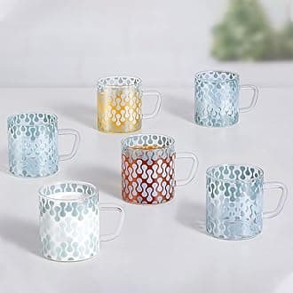 Borosil Classic Sintra 6 Pcs Tea n Coffee Borosillicate Glass 210 ml Mug Set | Microwave Safe | Scratch Resistance | Lightweight | for Chai, Green Tea, Milk, Transparent