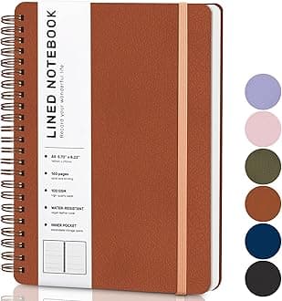 Brown Lined Spiral Journal Notebook with 160 Pages, 8×5.7in, A5 Spiral Notebook, Journaling Notebooks for Work, School, Women, Men, College Ruled Spiral Notebook, Hardcover Leather Journals