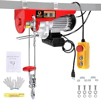 BEAMNOVA Electric Hoist 110-120v Overhead Engine Lift 110-120 Volt with Line 4.92 Ft Remote Control Switch Hook Strap Beam Mounting Bracket Gloves Pulley (1760lbs)