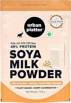 Urban Platter Soya Milk Powder, 500g (Soy-Based Dairy Alternative | Unsweetened | 49% Protein | Plant-Based | Non GMO)