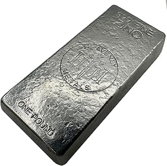 1 Pound 99.9% Pure Zinc Hand Poured Metal Bullion Bar Ingot – Collectible Element for Display, Science Experiments, DIY Casting, Paperweight