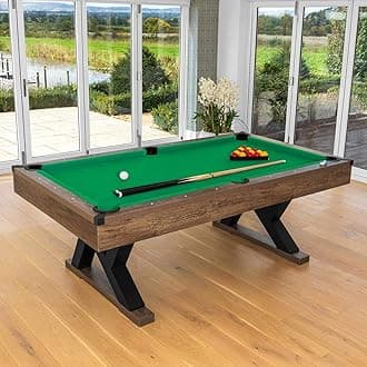 PINPOINT Pool Table | 7ft Adjustable Billiards Table for Home, Pub, and Office – Sleek Design with Pool Balls, Chalk, Triangle & Brush Included for Professional Play