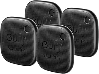 eufy Security by Anker SmartTrack Link (Black, 4-Pack), Android not Supported, Works with Apple Find My (iOS only), Key Finder, Bluetooth Tracker for Earbuds and Luggage, Phone Finder, Water Resistant
