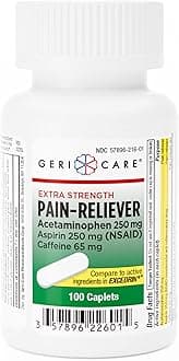 Pain Reliever Extra Strength Caplets – 100 Count – Acetaminophen 250mg, Aspirin 250mg (NSAID), Caffeine 65mg – Powerful Triple-Action Formula for Headaches, Migraines & Minor Aches