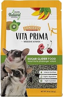Sunseed Vita Prima Sugar Glider Food 28 Oz – High-Energy Protein and Flax Seeds – with Fruit Juices Real Fruit and Vitamin Mineral Fortification – Uniform Pellets for Daily Feeding