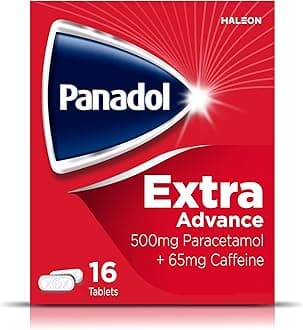 – Panadol Extra Advance Painkillers, 500mg Paracetamol Tablets with 65mg Caffeine, Pain Relief for Migraines, Headaches, Backache, Joint Pain, Period Pain and Toothache, Pack of 16.