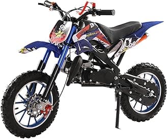 Kids Dirt Bike, 49cc 2-Stroke Gas Power Motocross, Off Road Mini Motorcycle, Pocket Motorbike with Front Rear Disc Brakes, Racing Max Speed 40KM/H, Mini Motorbike for Kids (Blue)