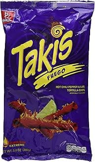 Bracel, Takis, Fuego Hot Chili Pepper & Lime Tortilla Chips, 9.9-Ounce Bag(280g), pack of 2