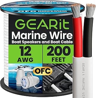 GEARit 12 Gauge Marine Wire, 12/2 AWG (200ft) Marine Grade Tinned Copper Oxygen Free, Duplex 2-Conductor Insulated Red & Black Electrical Cable for Boat, Automotive, RV, Camper, Trailer